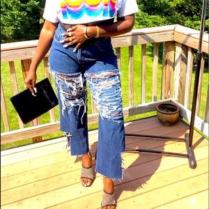 Distressed Vintage Guess Jeans Dark Wash Denim